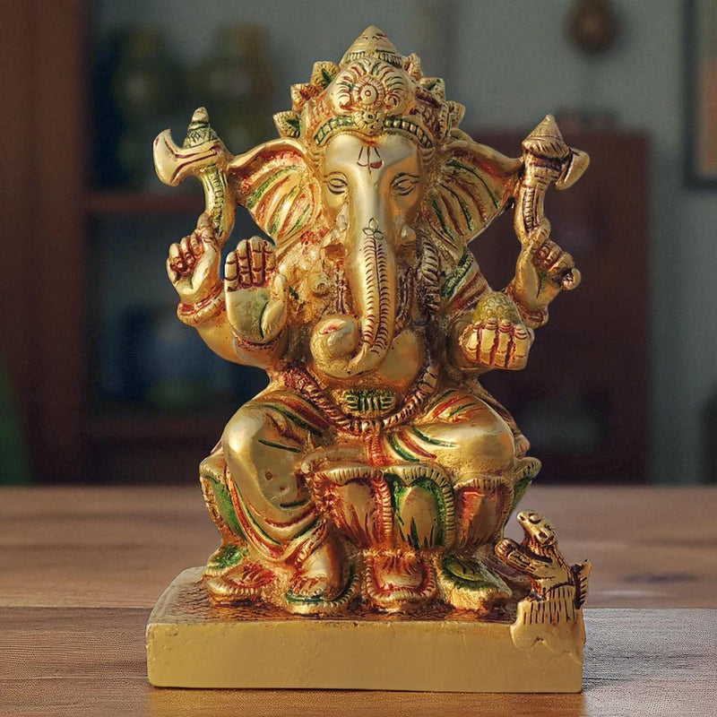 Brass Ganesh — 6.7"