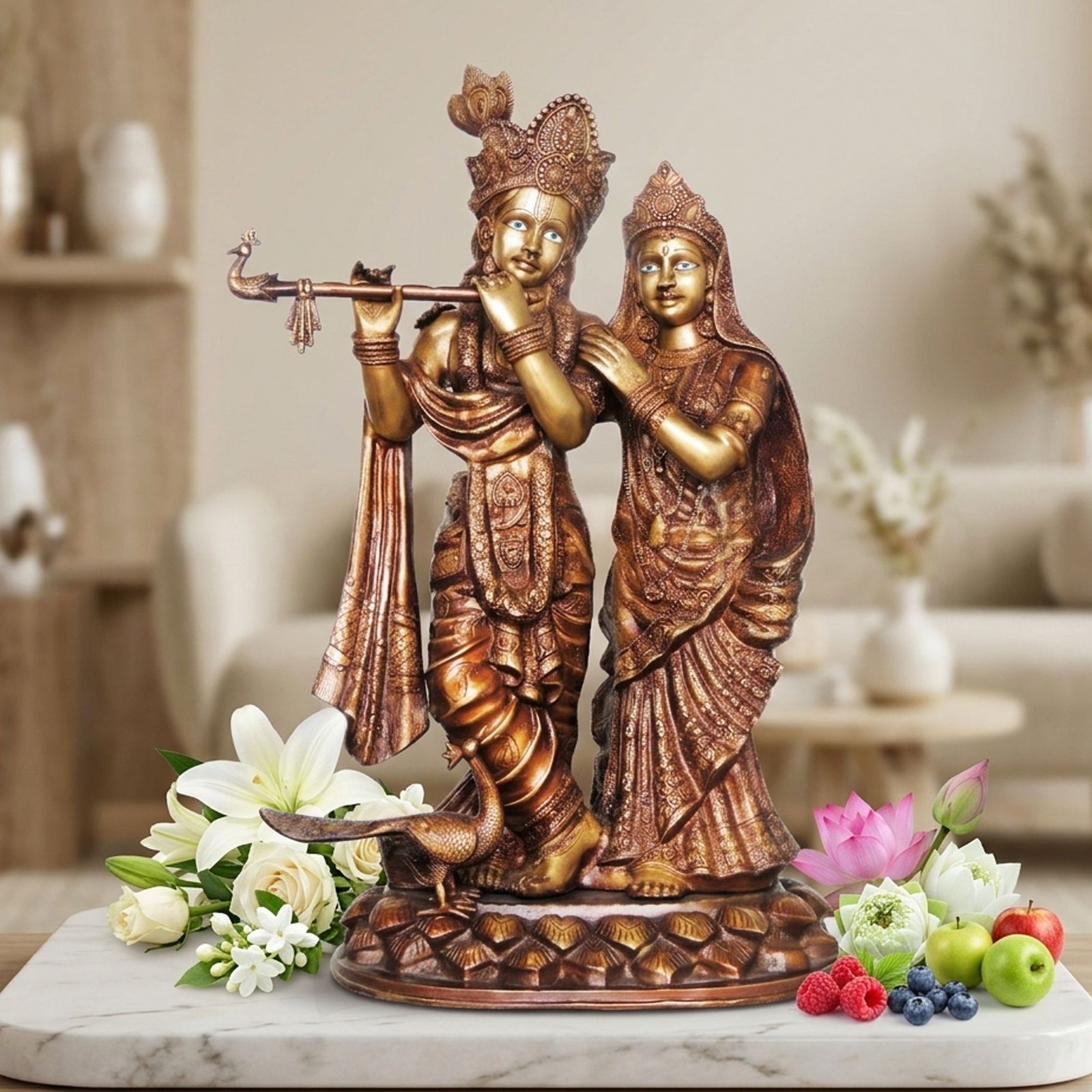 Brass Radha-Krishna — 30"