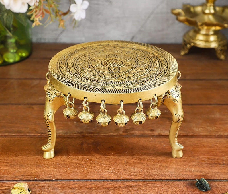 Brass Round Shape Chowki For — 4.3"