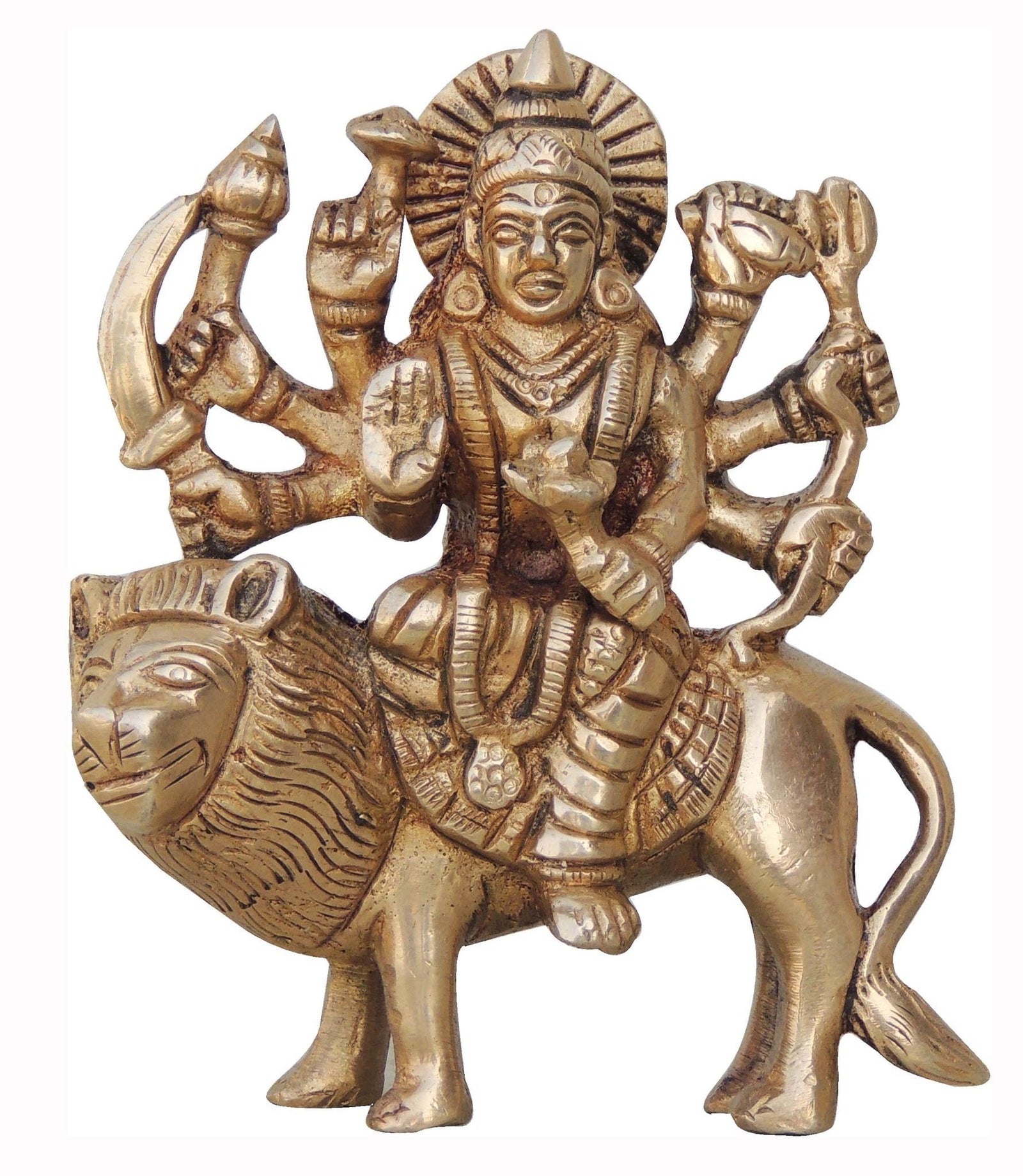 Brass Durga, Sitting — 4"