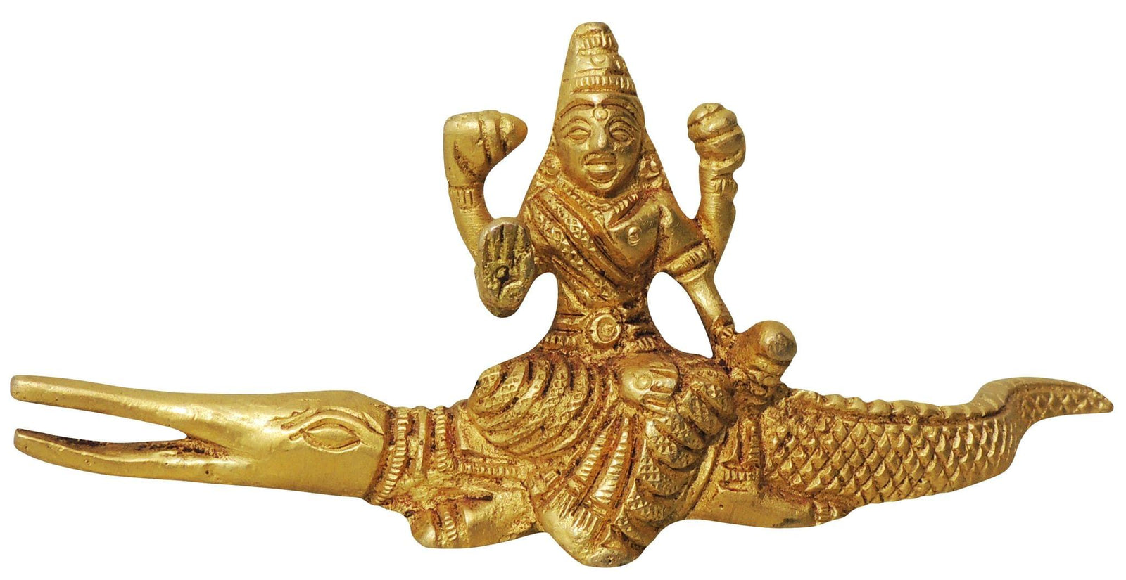 Brass Ganga Sitting On Crocodile — 2.5"
