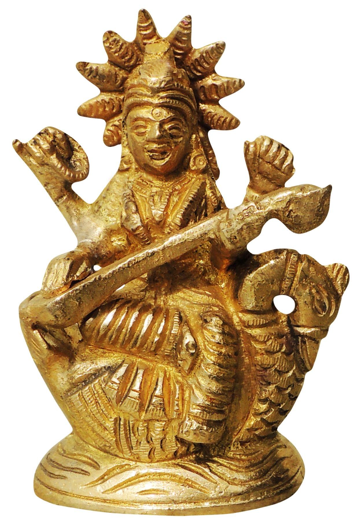Brass Saraswati — 3.5"