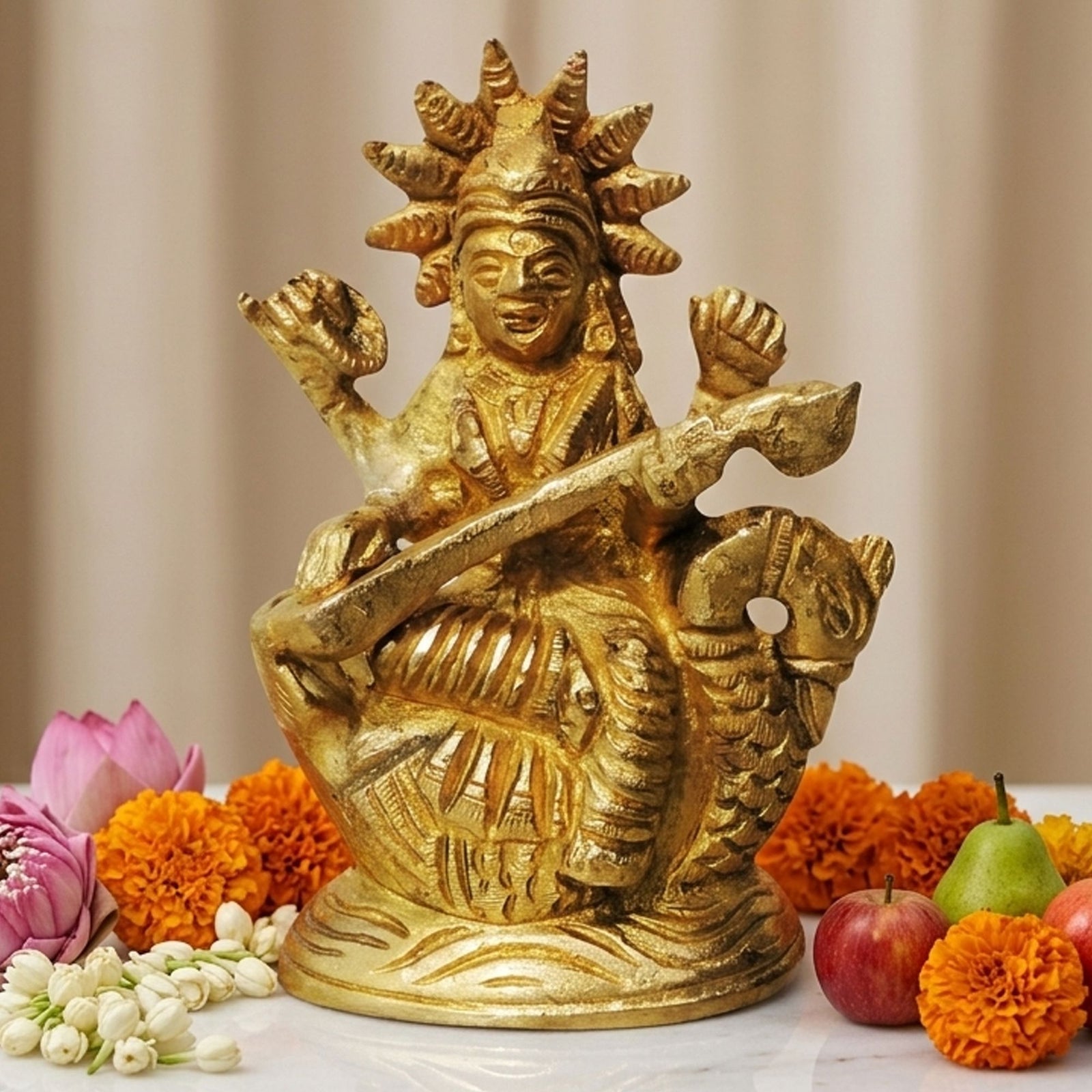 Brass Saraswati — 3.5"