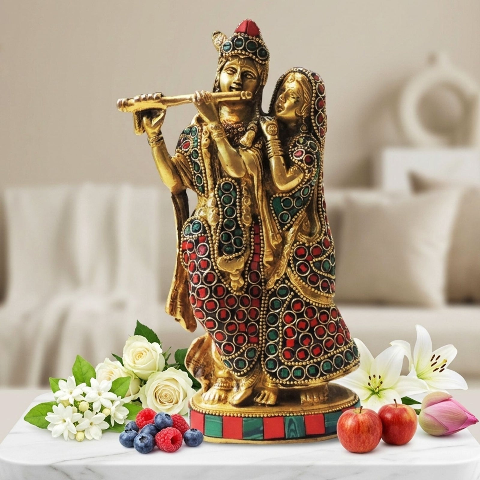 Brass Radha-Krishna — 8.2"