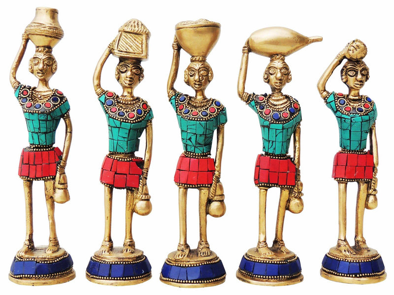 Brass Rajasthani Musical Set of 5 Pcs. — 8"
