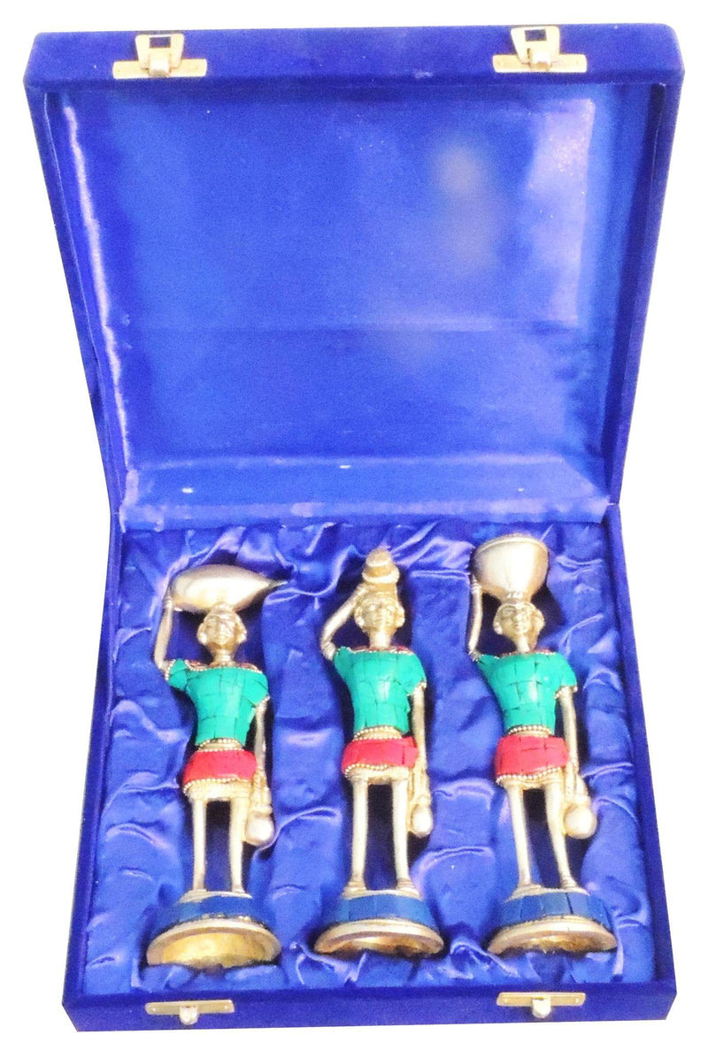Brass Rajasthani Musical Set of 3 Pcs. Velvet Box