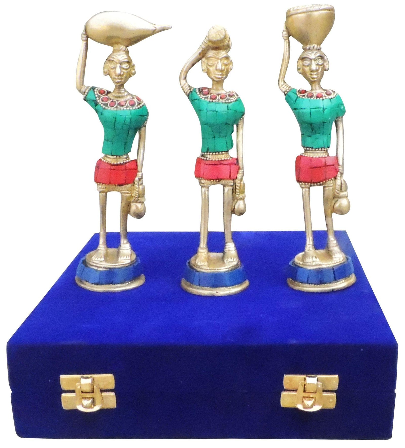 Brass Rajasthani Musical Set of 3 Pcs. Velvet Box