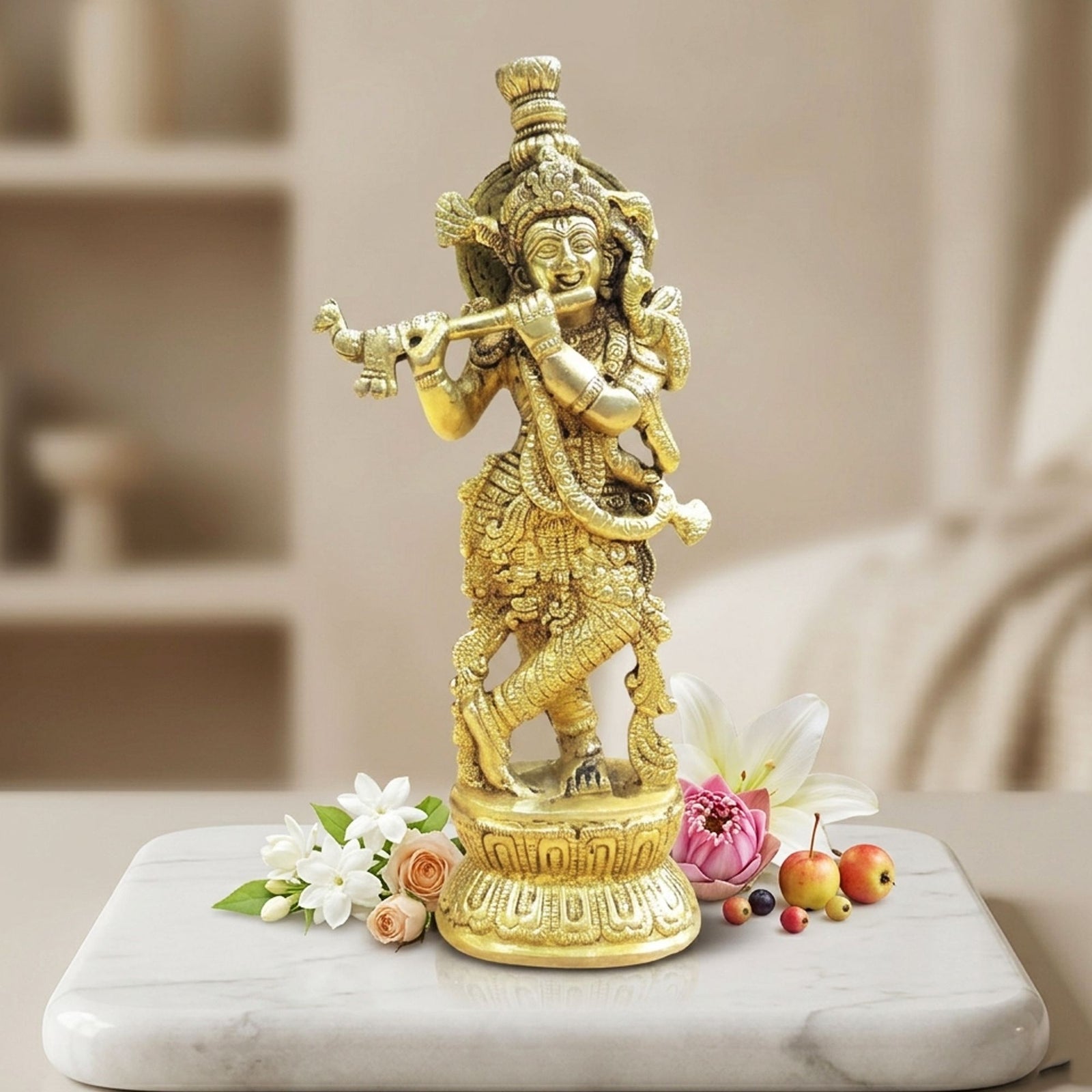 Brass Krishna — 9"