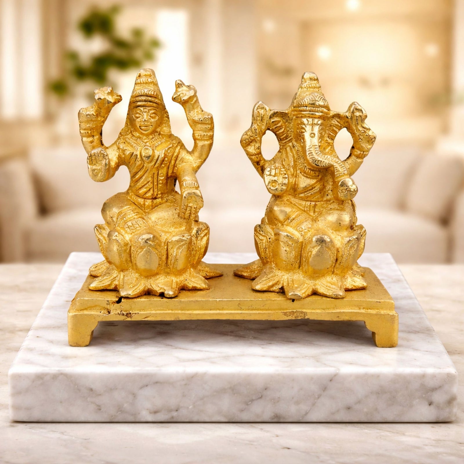 Brass Lakshmi-Ganesh Set — 3.4"