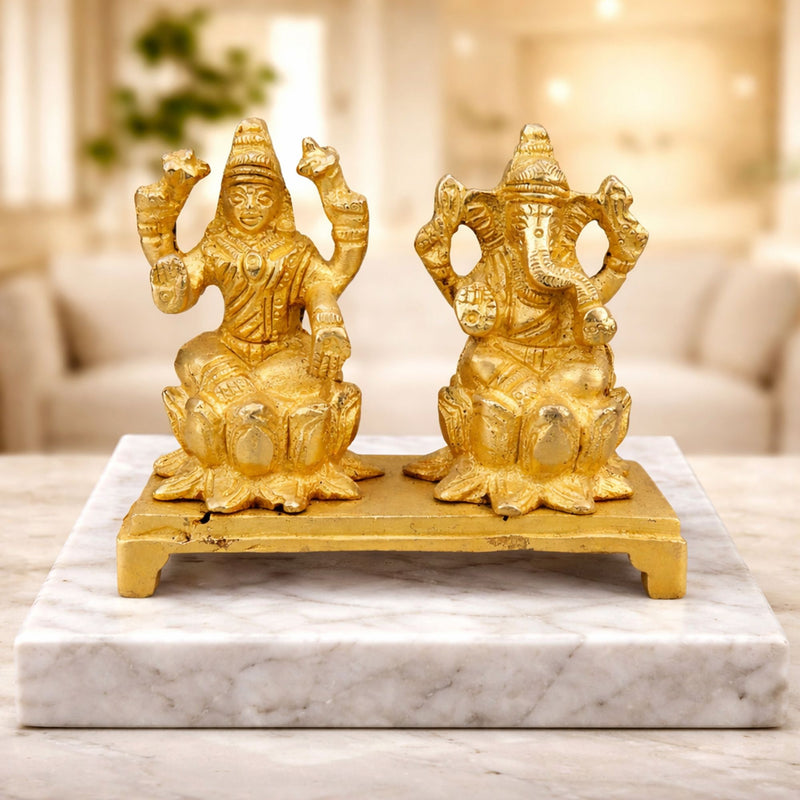 Brass Lakshmi-Ganesh Set — 3.4"