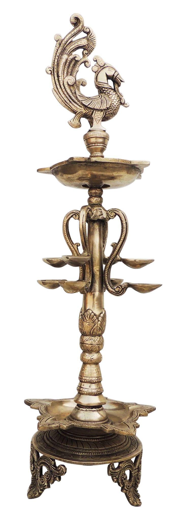 Brass Standing Deepak Bird — 25.3"