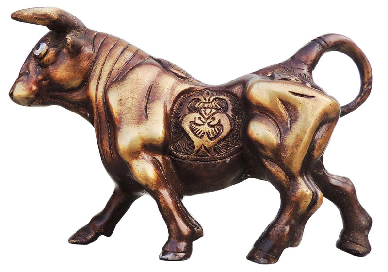 Brass Table Decor Bull Antique Finish — 5"