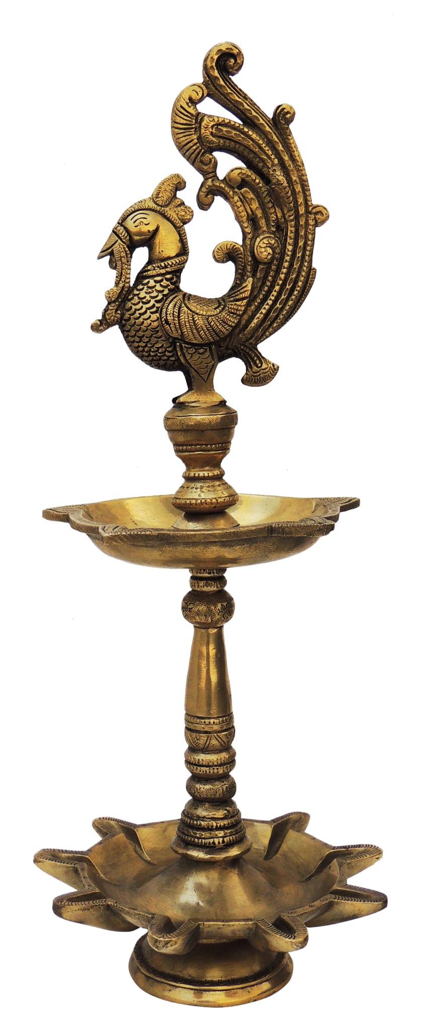 Brass Table Decor Oil Lamp, Deepak — 17.5"