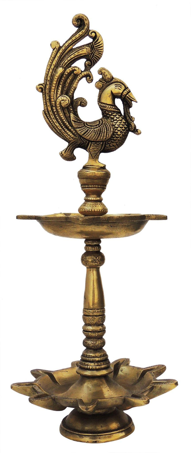 Brass Table Decor Oil Lamp, Deepak — 17.5"