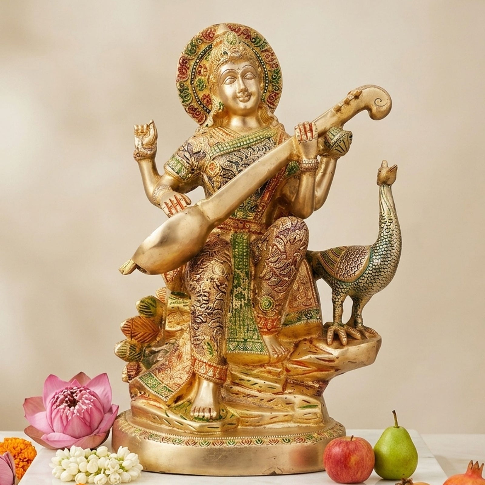 Brass Saraswati — 15.5"