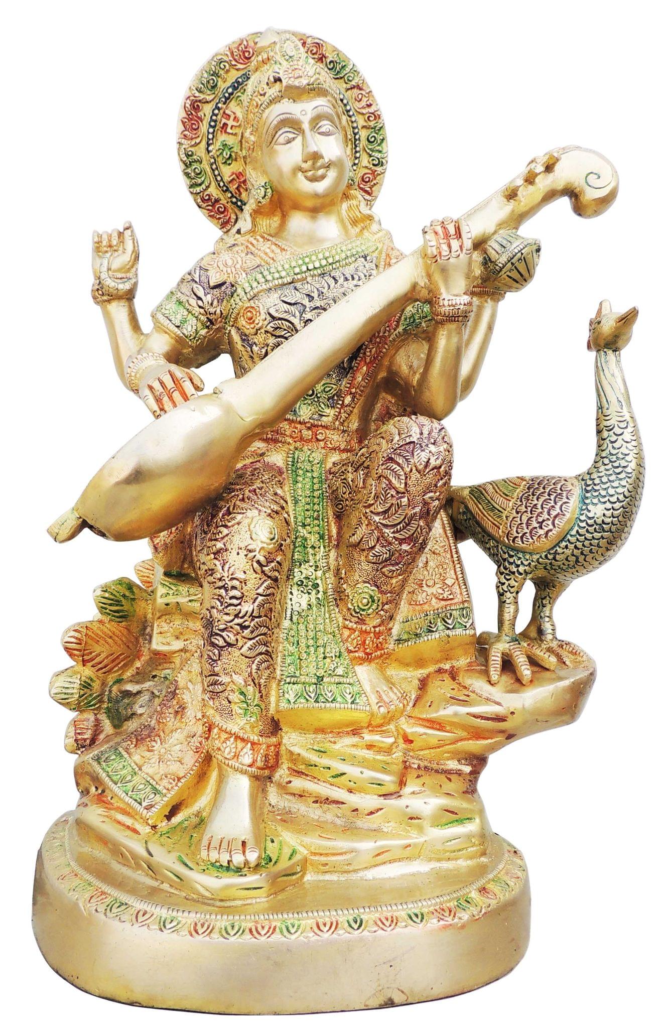Brass Saraswati — 15.5"