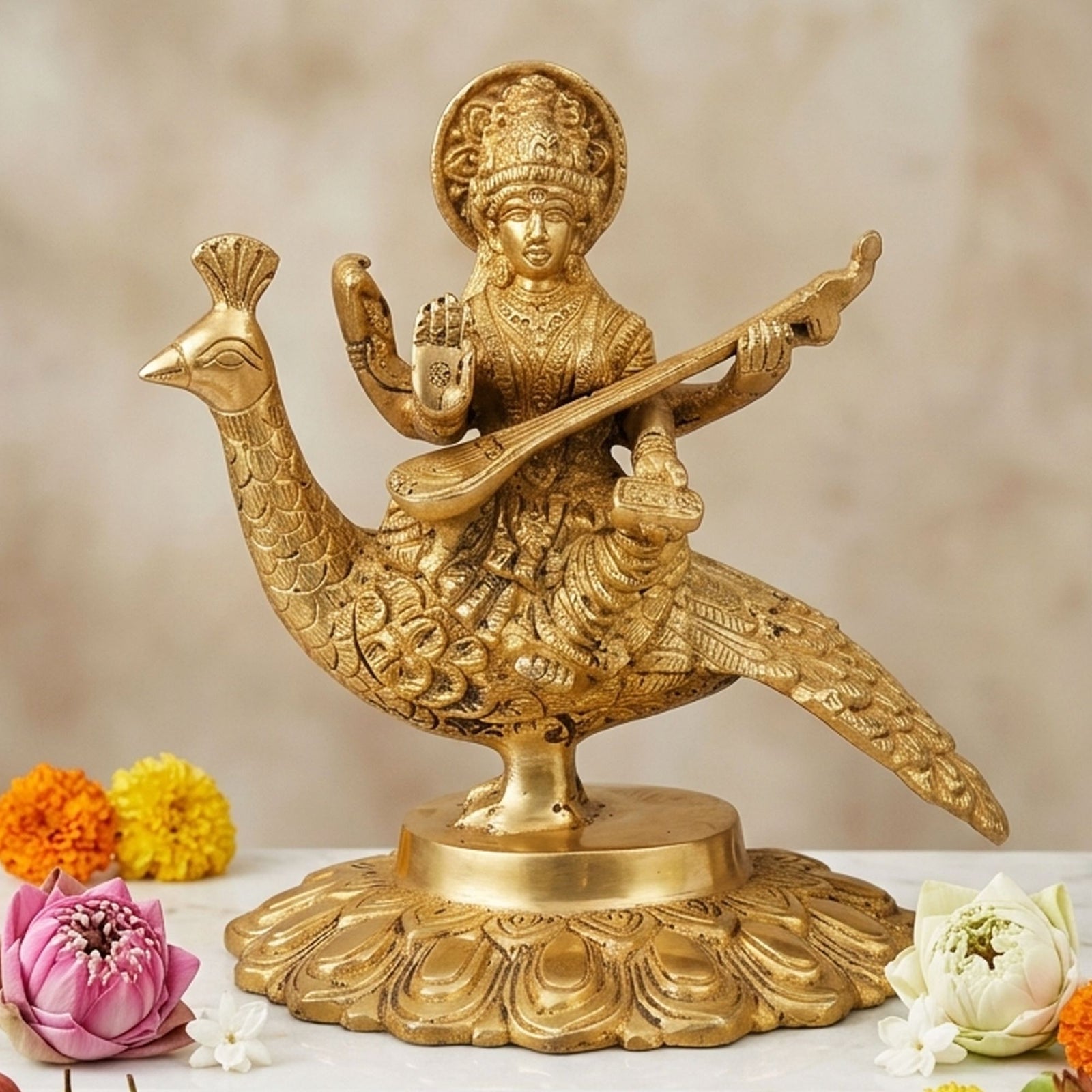 Brass Saraswati