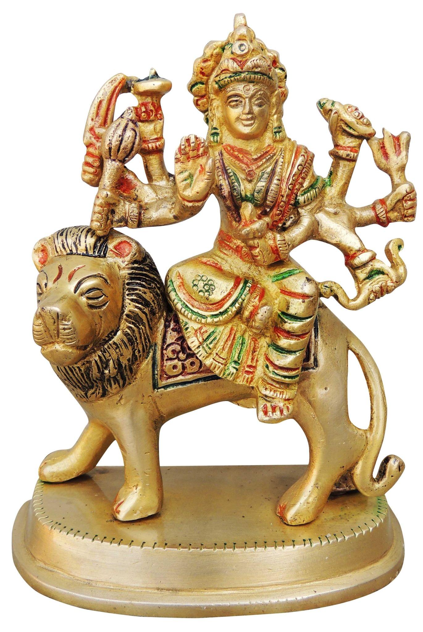Brass Durga, Sitting — 5.7"