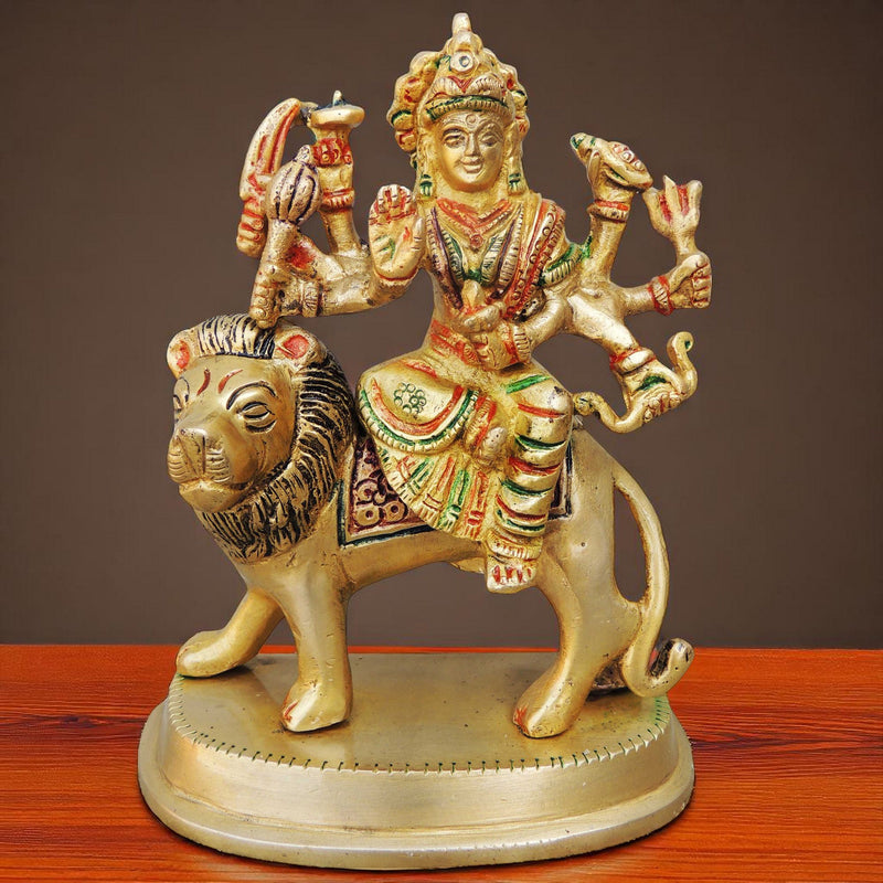 Brass Durga, Sitting — 5.7"