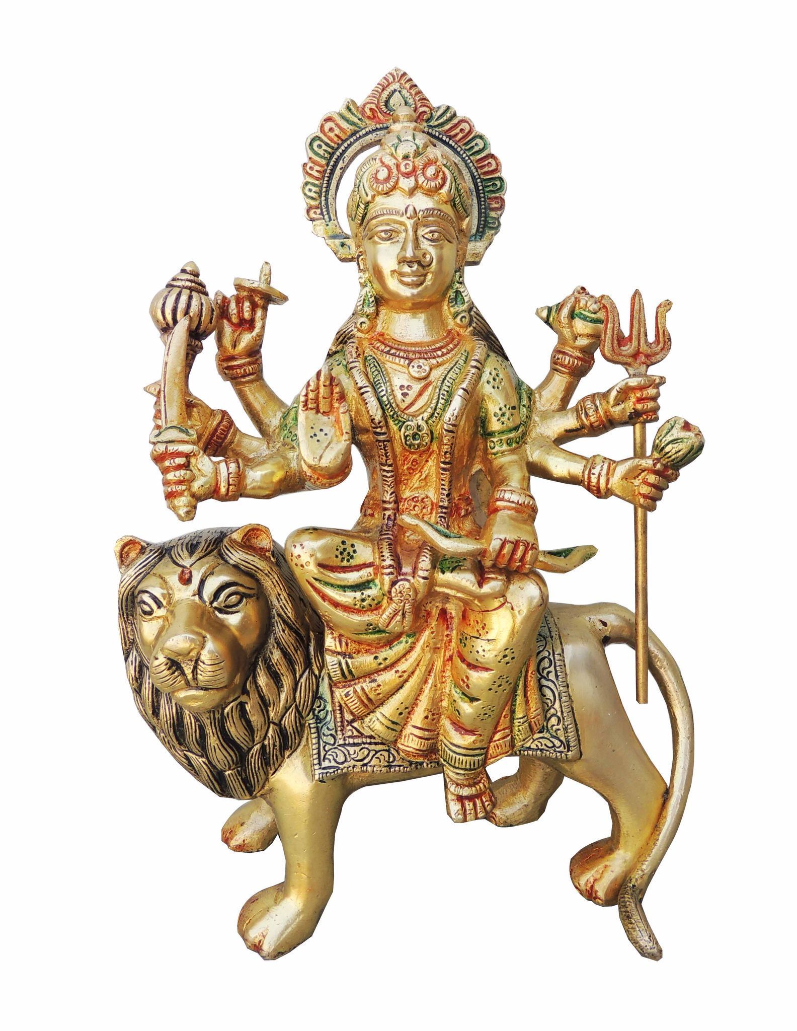 Brass Durga, Sitting — 10.5"