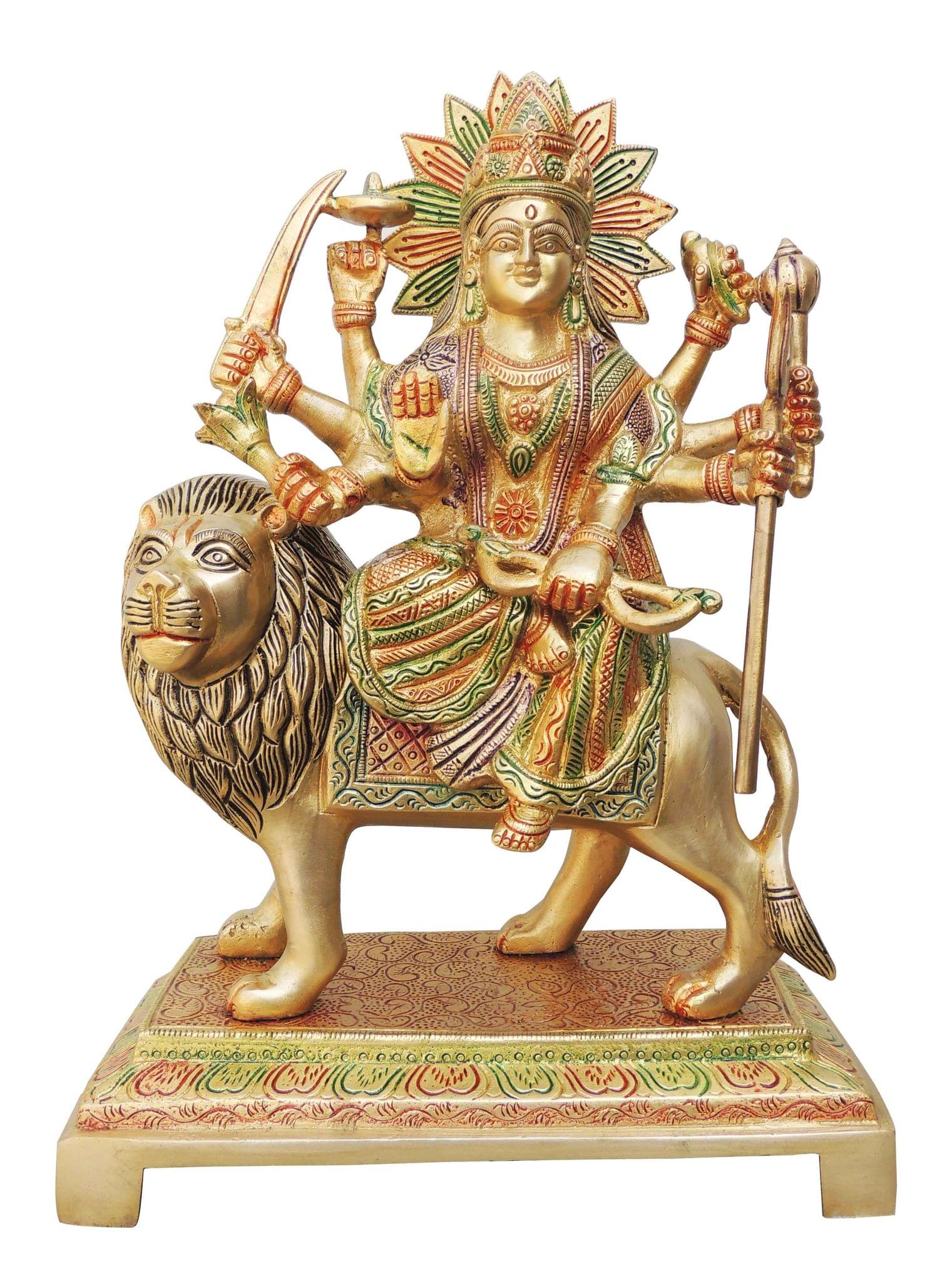 Brass Durga, Sitting — 12.5"