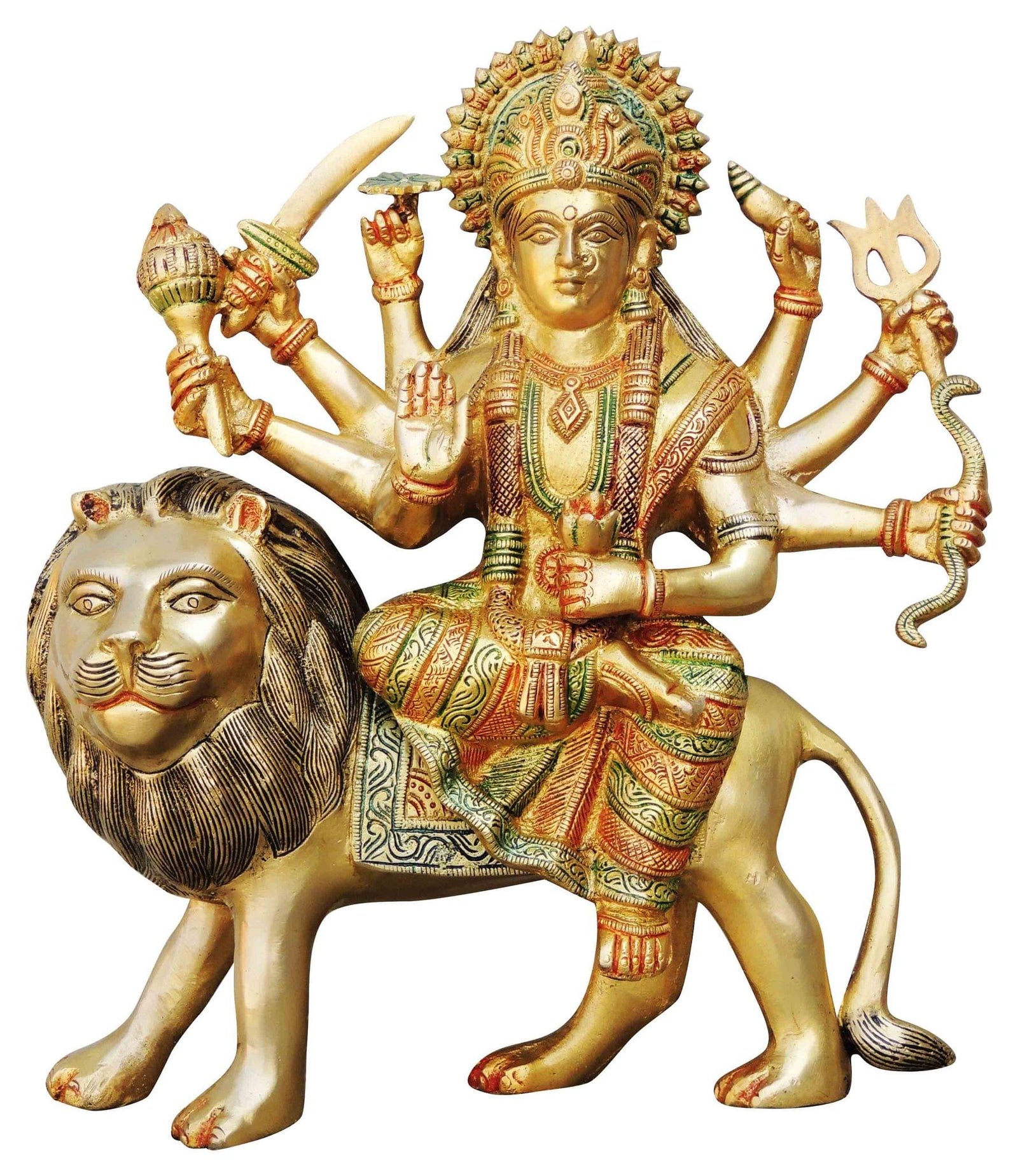 Brass Durga, Sitting — 12.3"