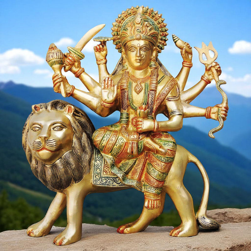 Brass Durga, Sitting — 12.3"