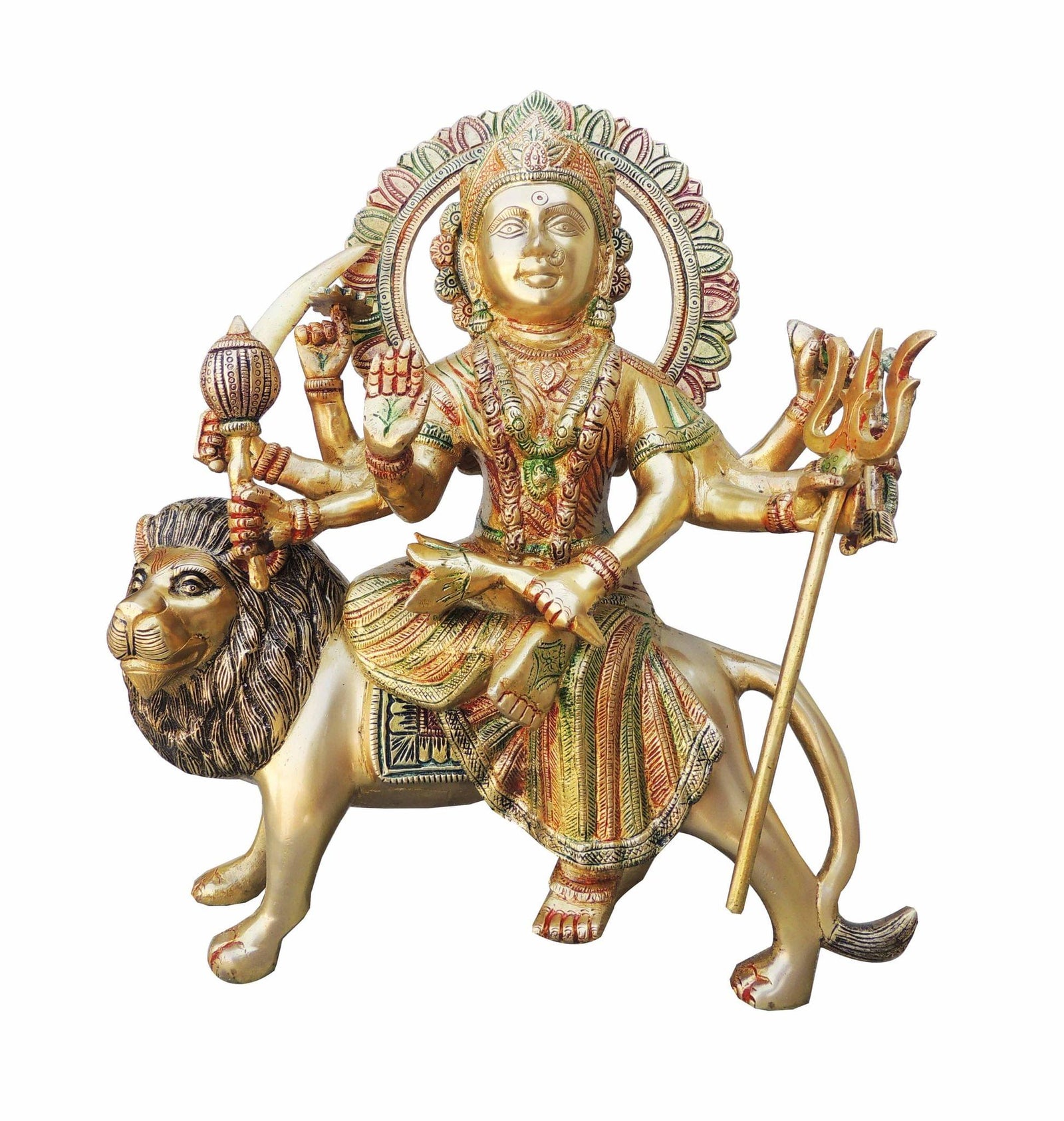 Brass Durga, Sitting — 14.5"