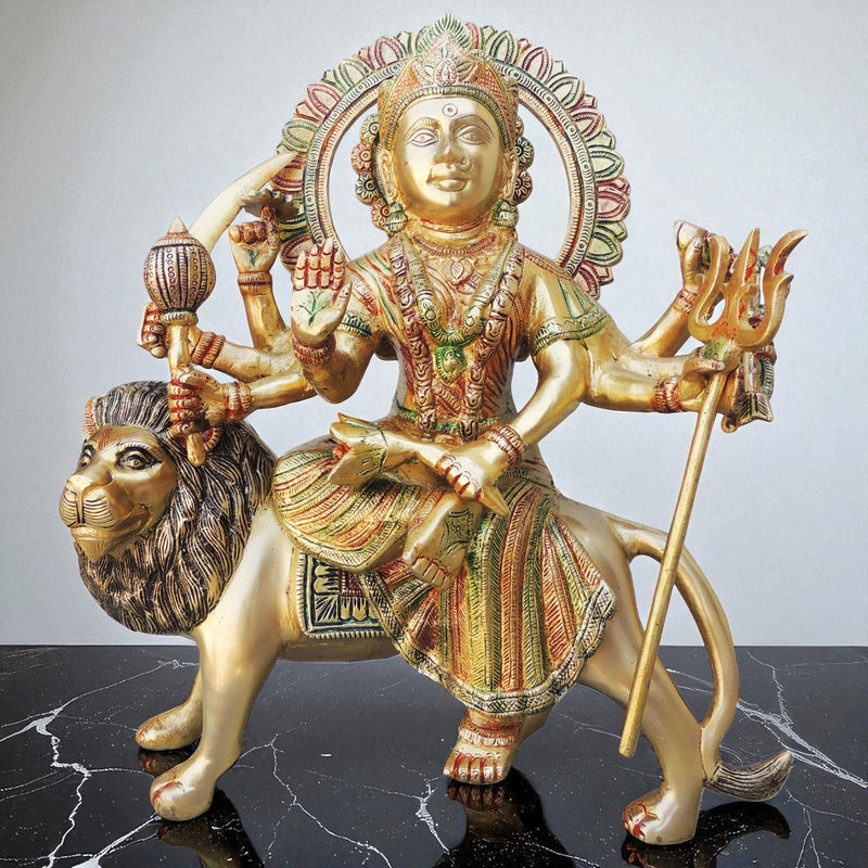 Brass Durga, Sitting — 14.5"