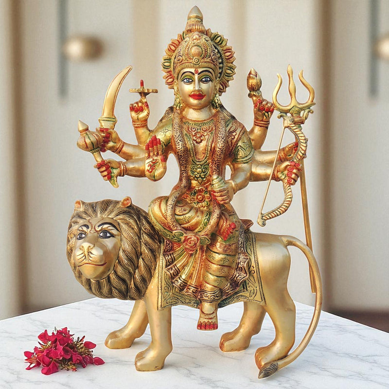 Brass Durga, Sitting — 18"