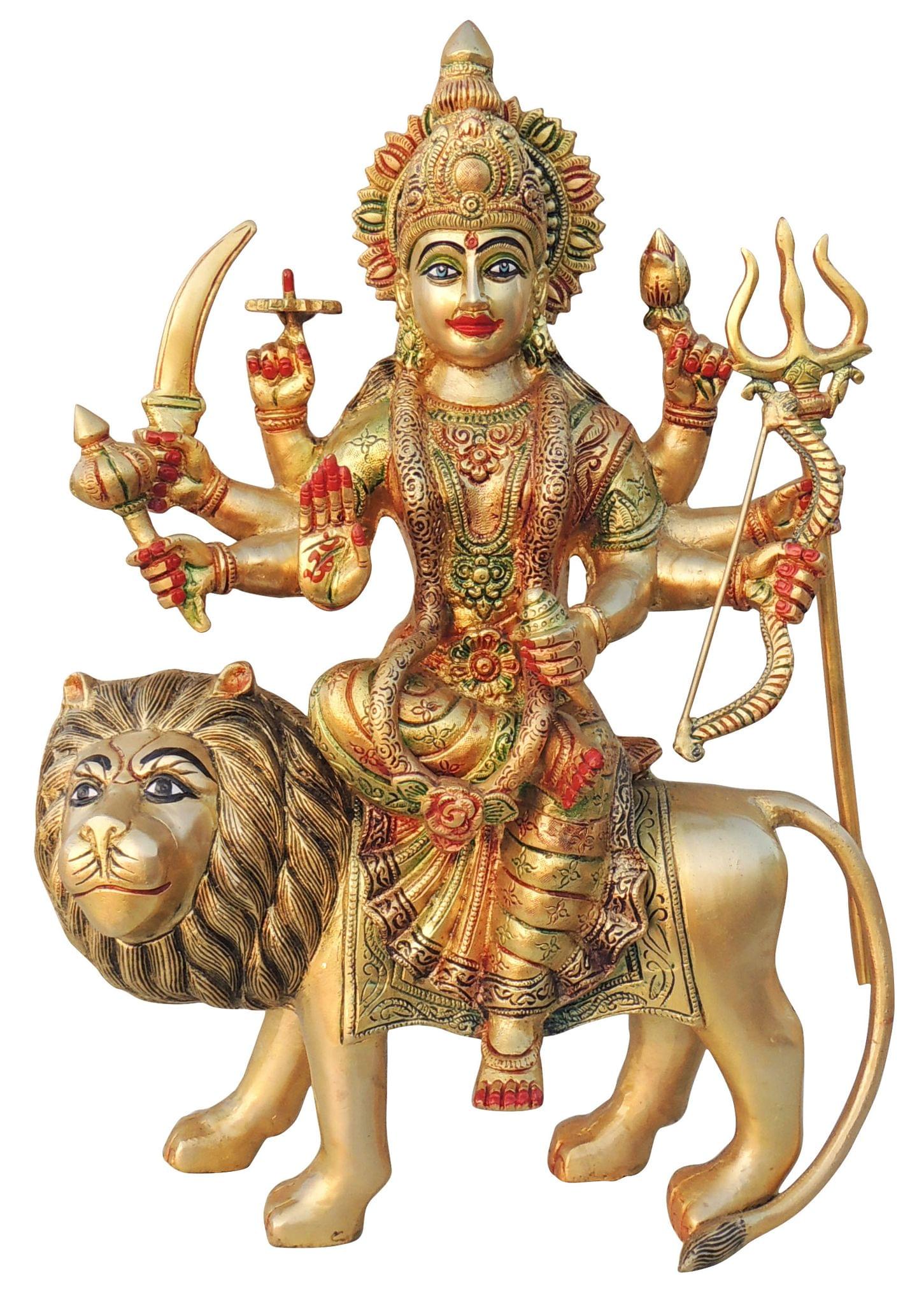 Brass Durga, Sitting — 18"