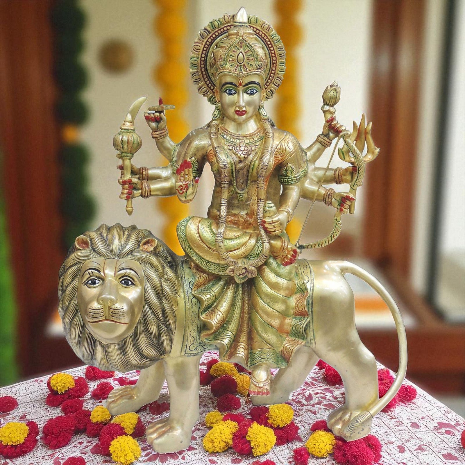 Brass Durga, Sitting — 24"
