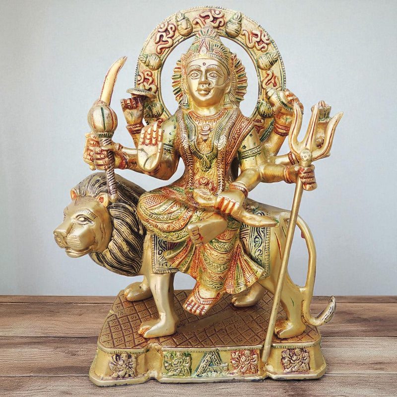 Brass Durga, Sitting — 12"