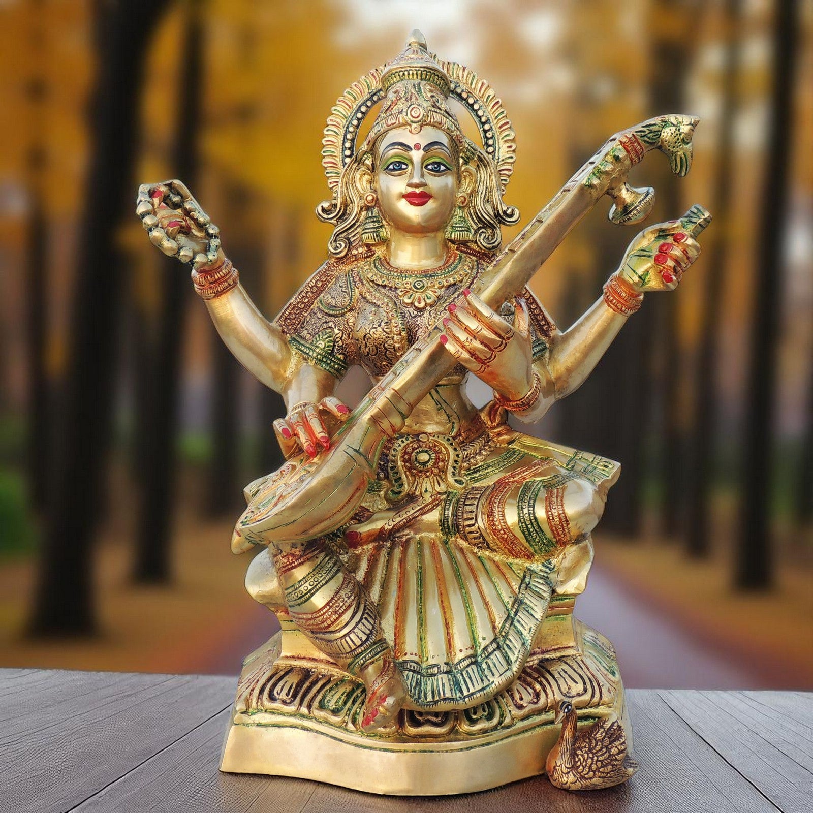 Brass Saraswati — 17.5"