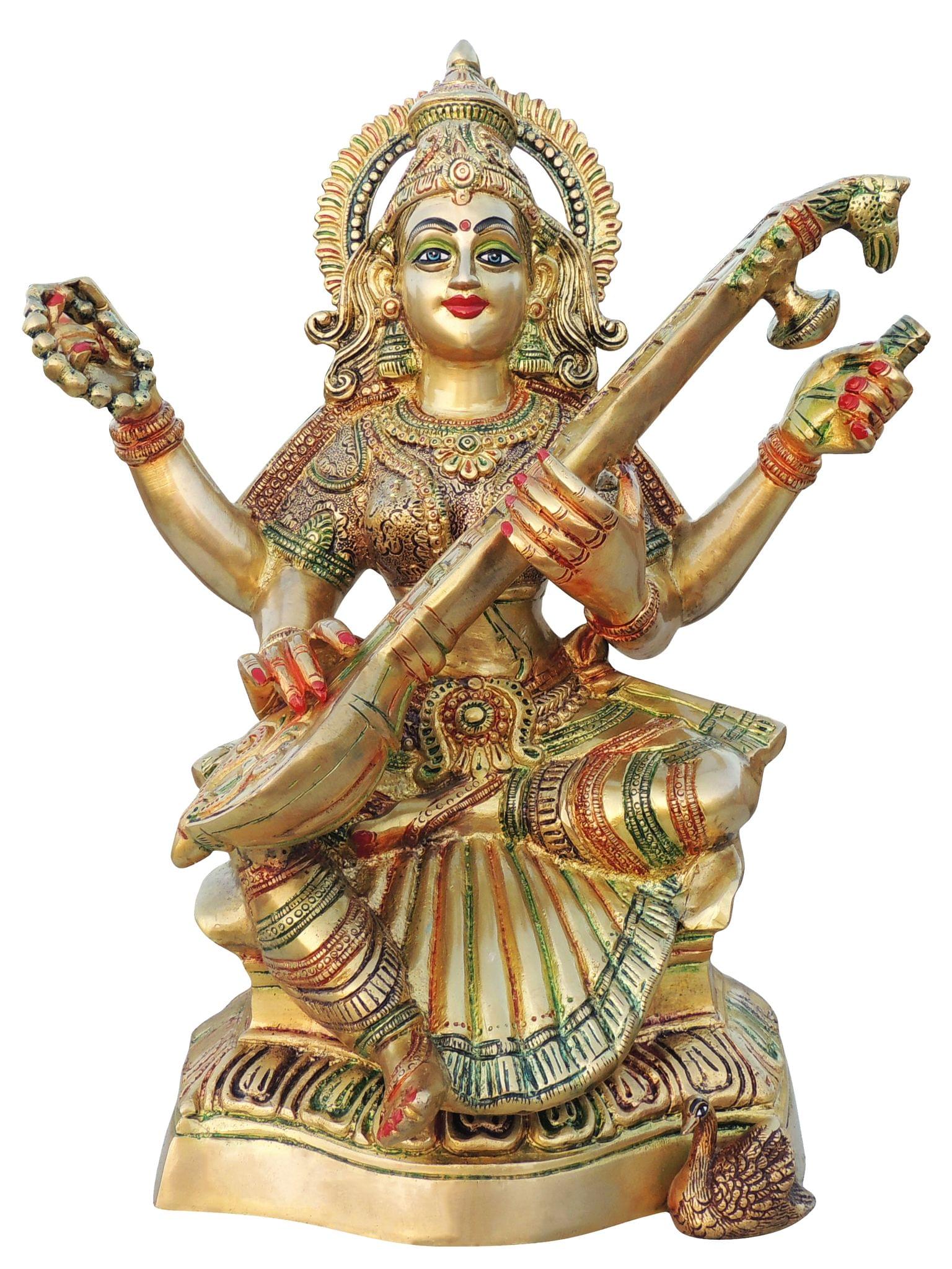 Brass Saraswati — 17.5"