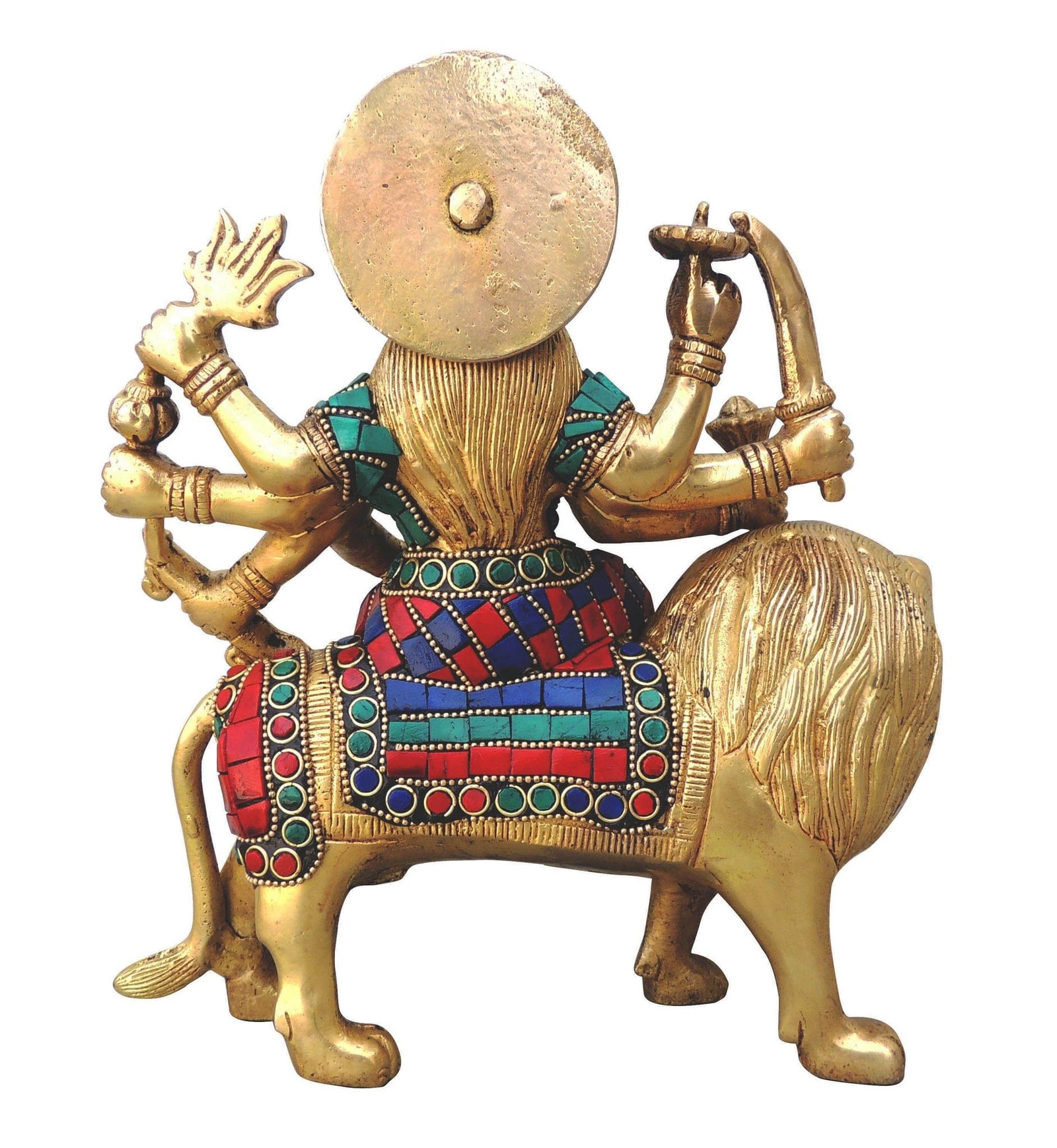 Brass Durga, Sitting — 9.5"