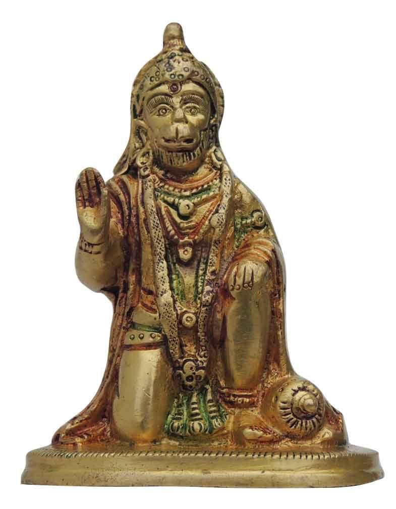 Brass Hanuman, Sitting — 5"