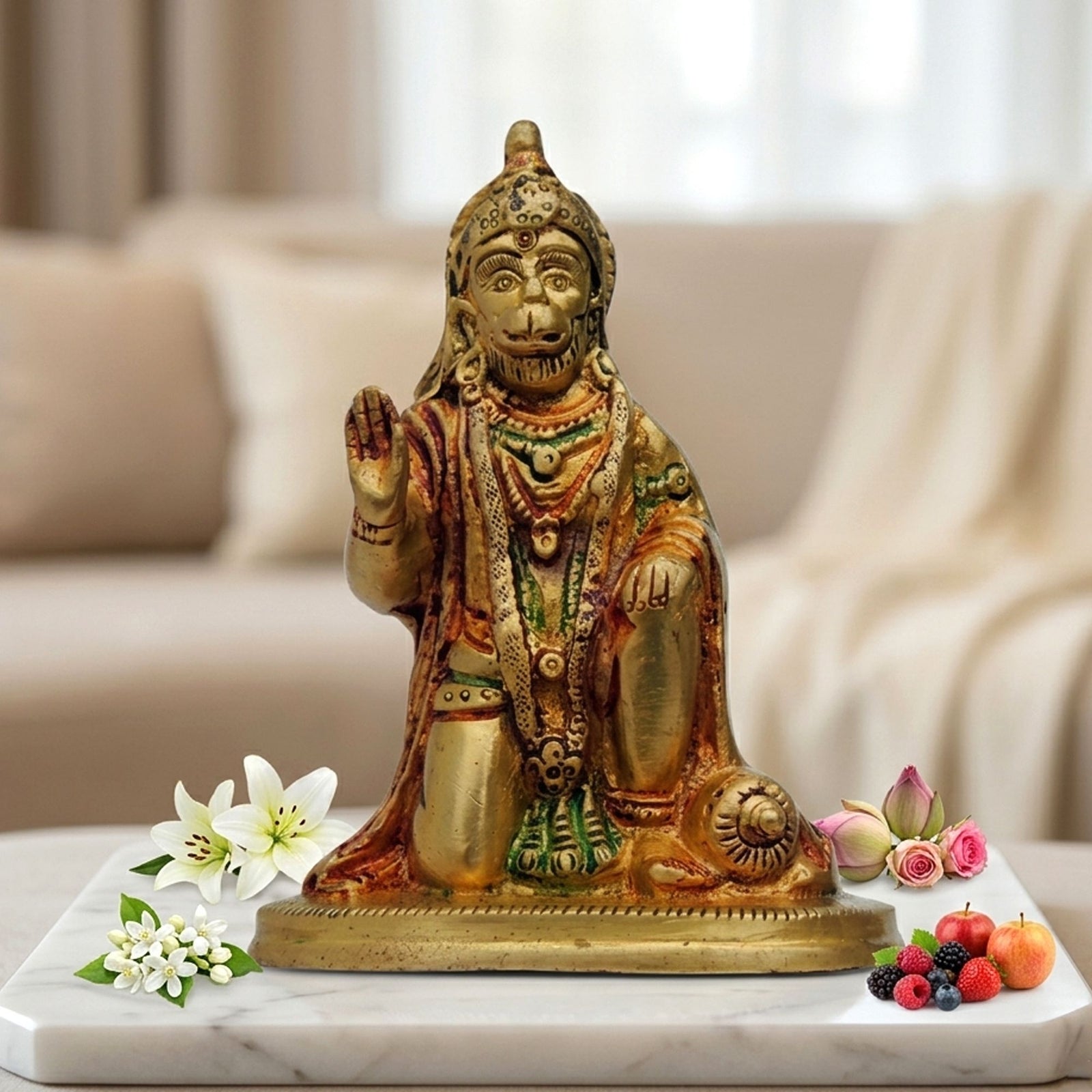 Brass Hanuman, Sitting — 5"