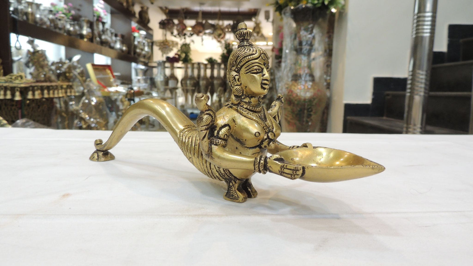 Brass Snake Lady Deepak — 4.5"