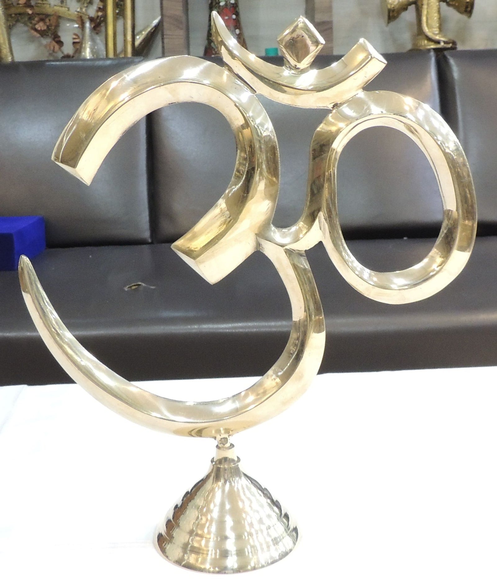Brass Standing Om, Vase — 12.5"