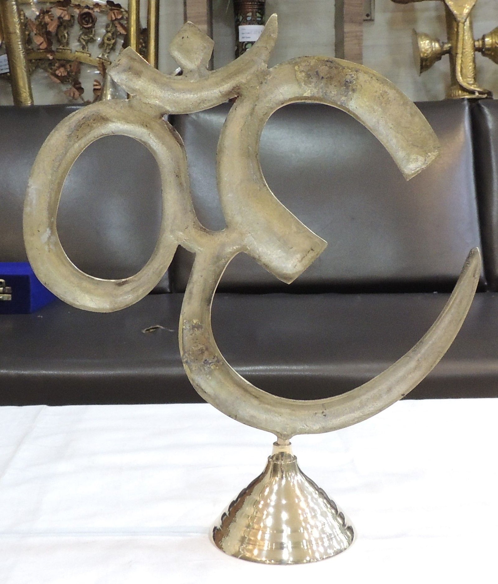 Brass Standing Om, Vase — 12.5"