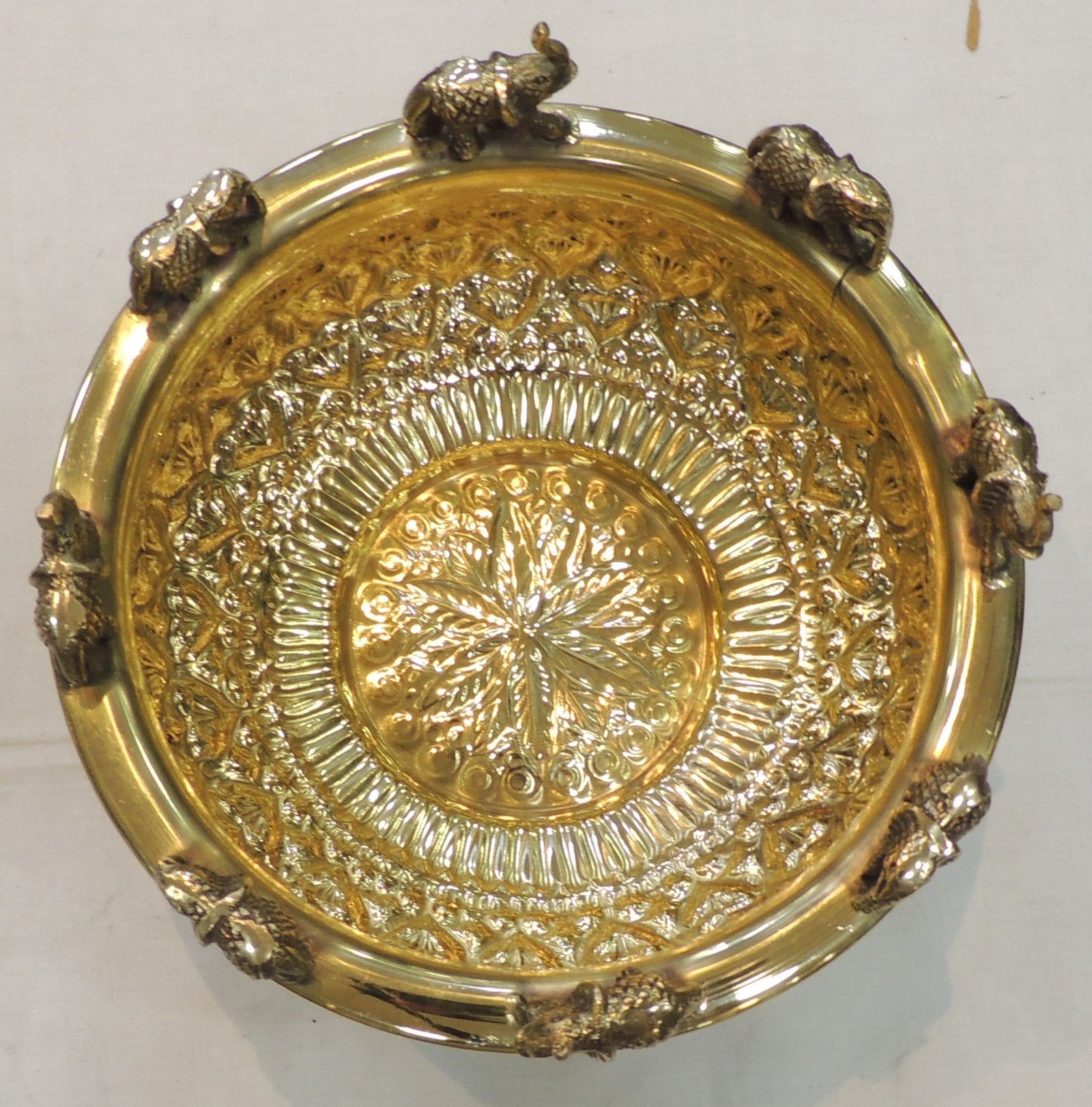 Brass Antique Elephant Urli — 4.2"