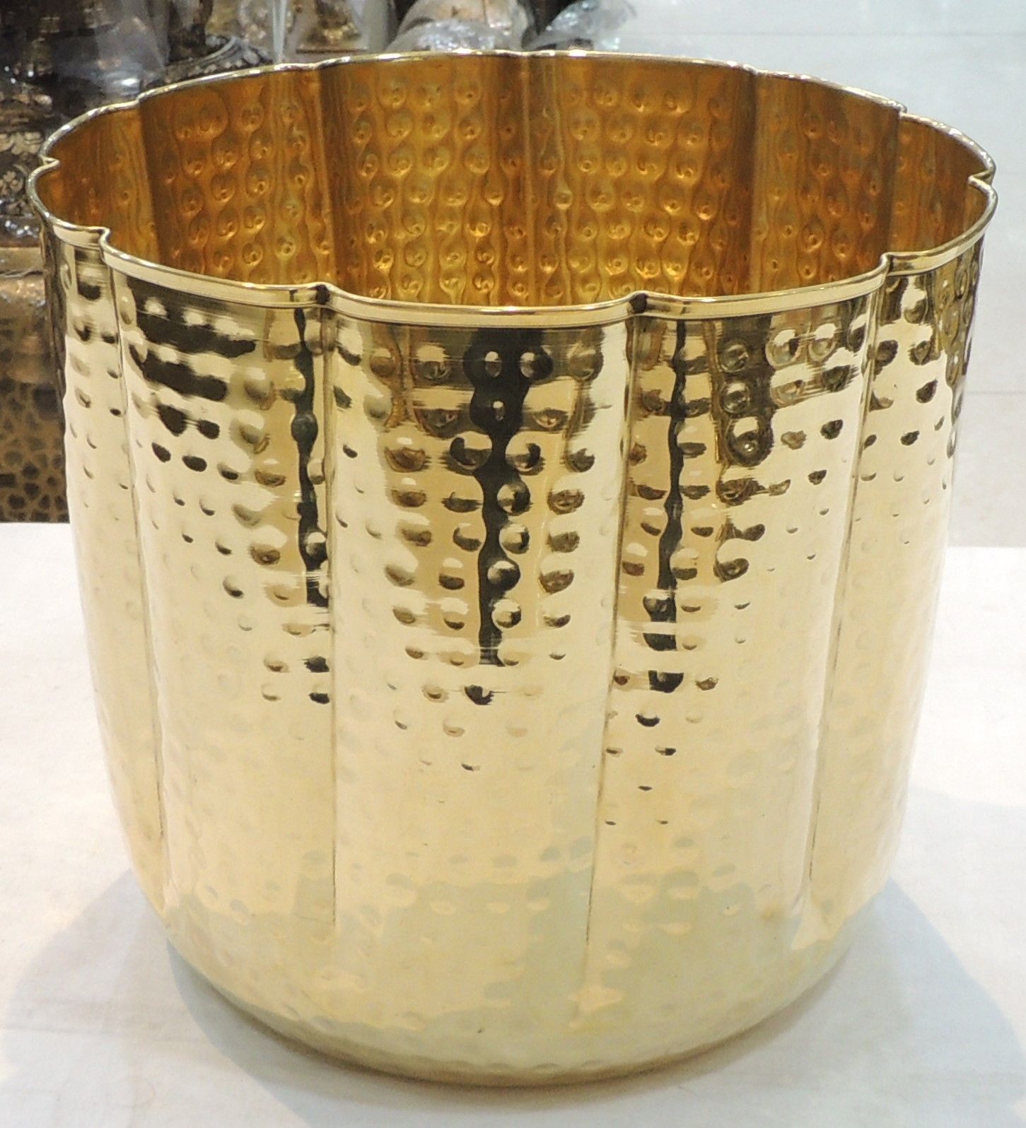 Brass Decor Hammered Planter — 9"