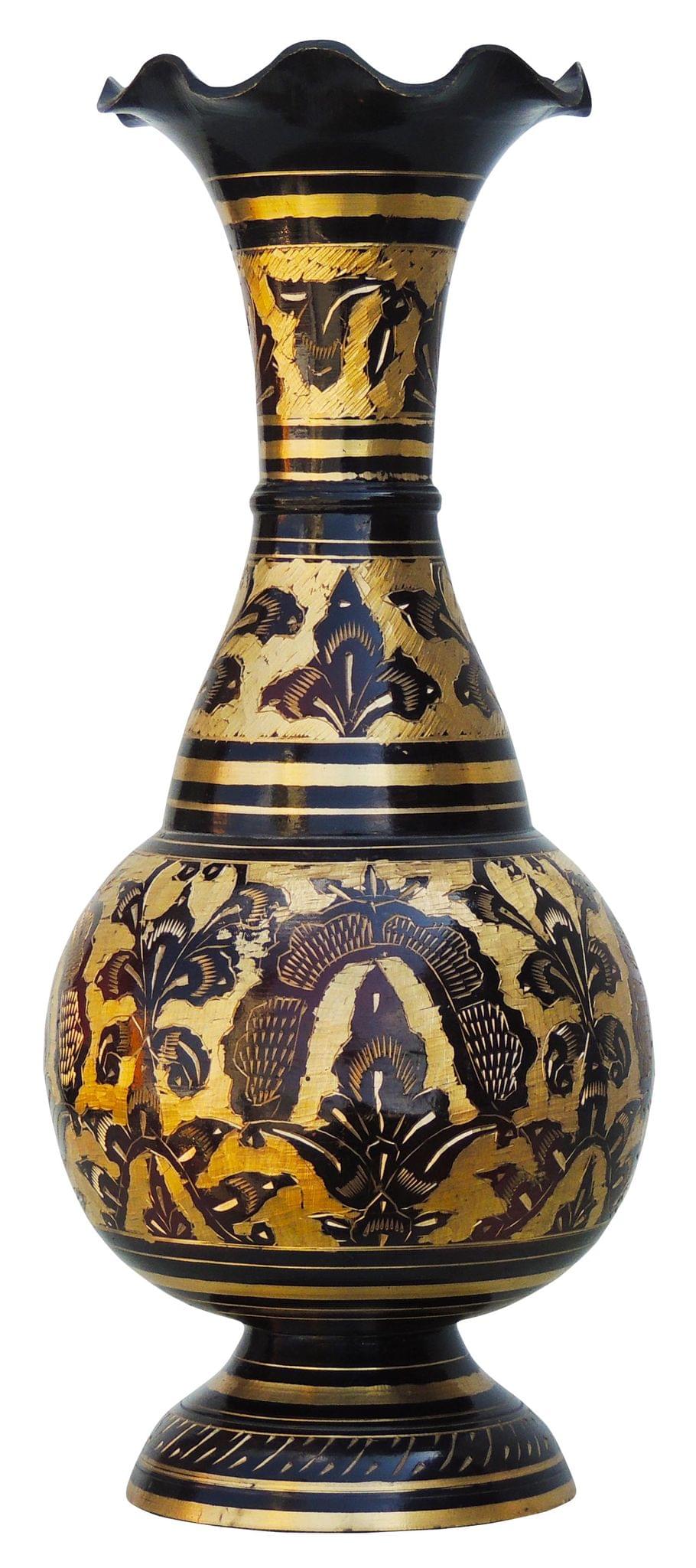 Brass & , Vase — 12"