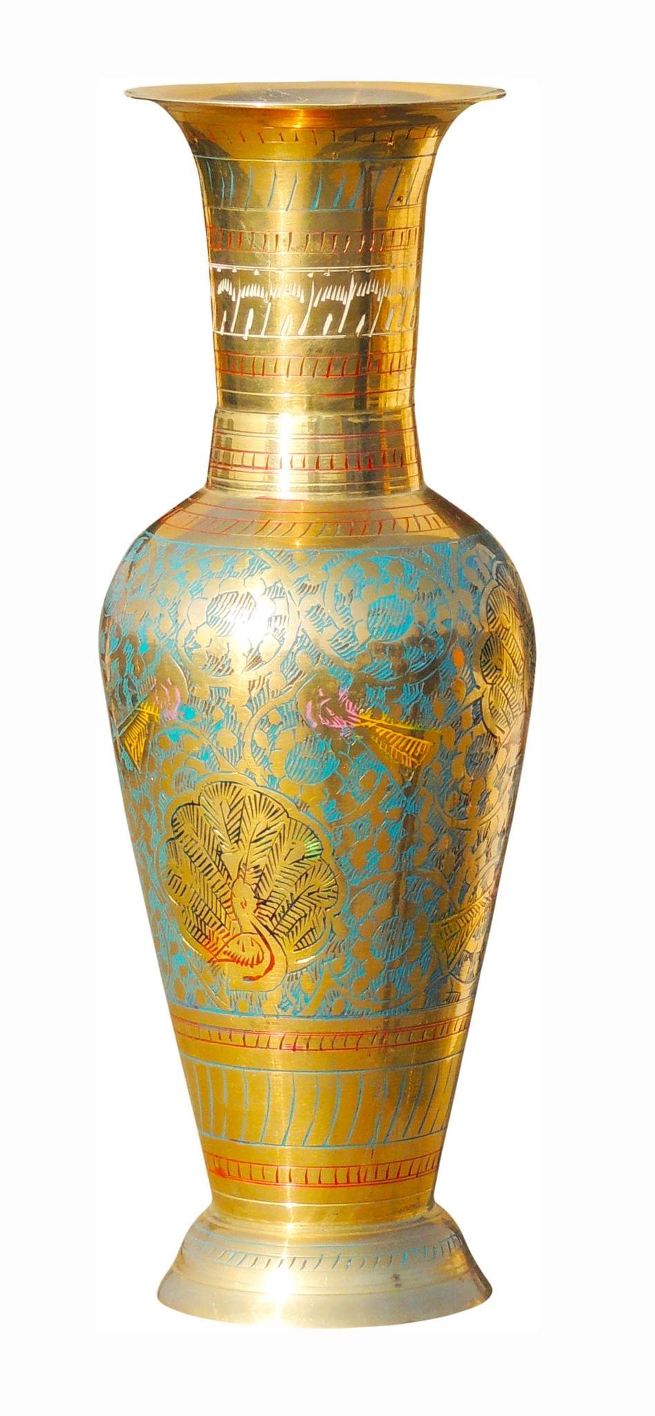 Brass & , Vase — 10"