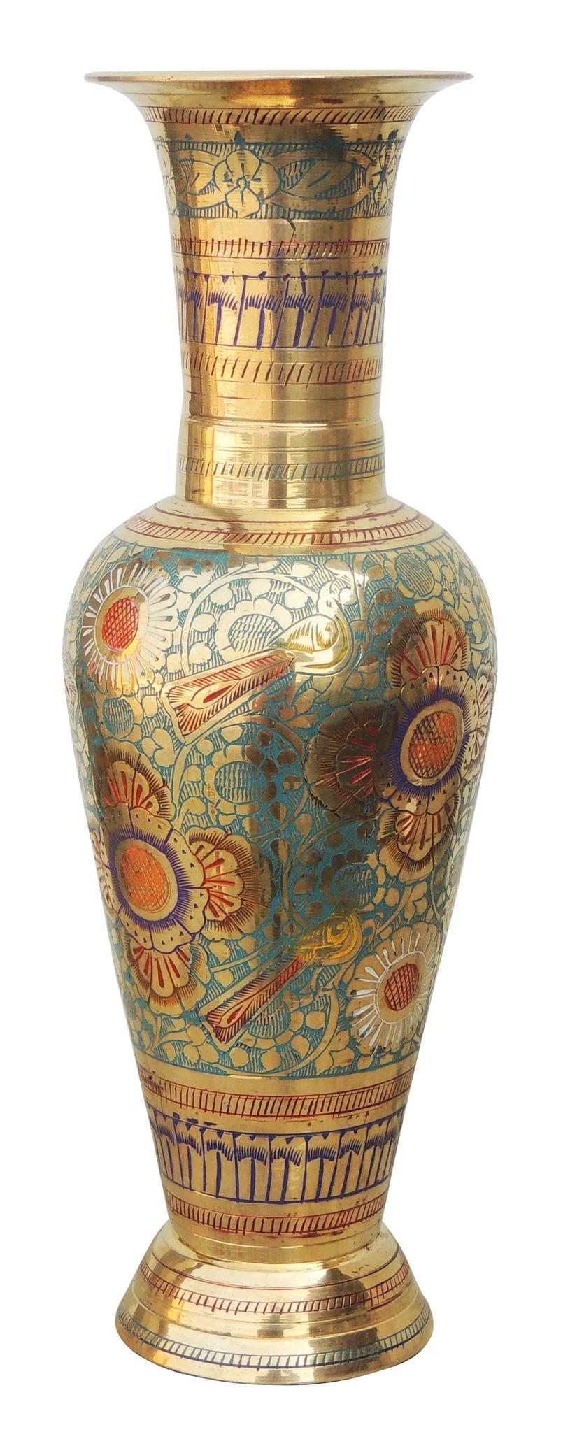 Brass & , Vase — 11.5"