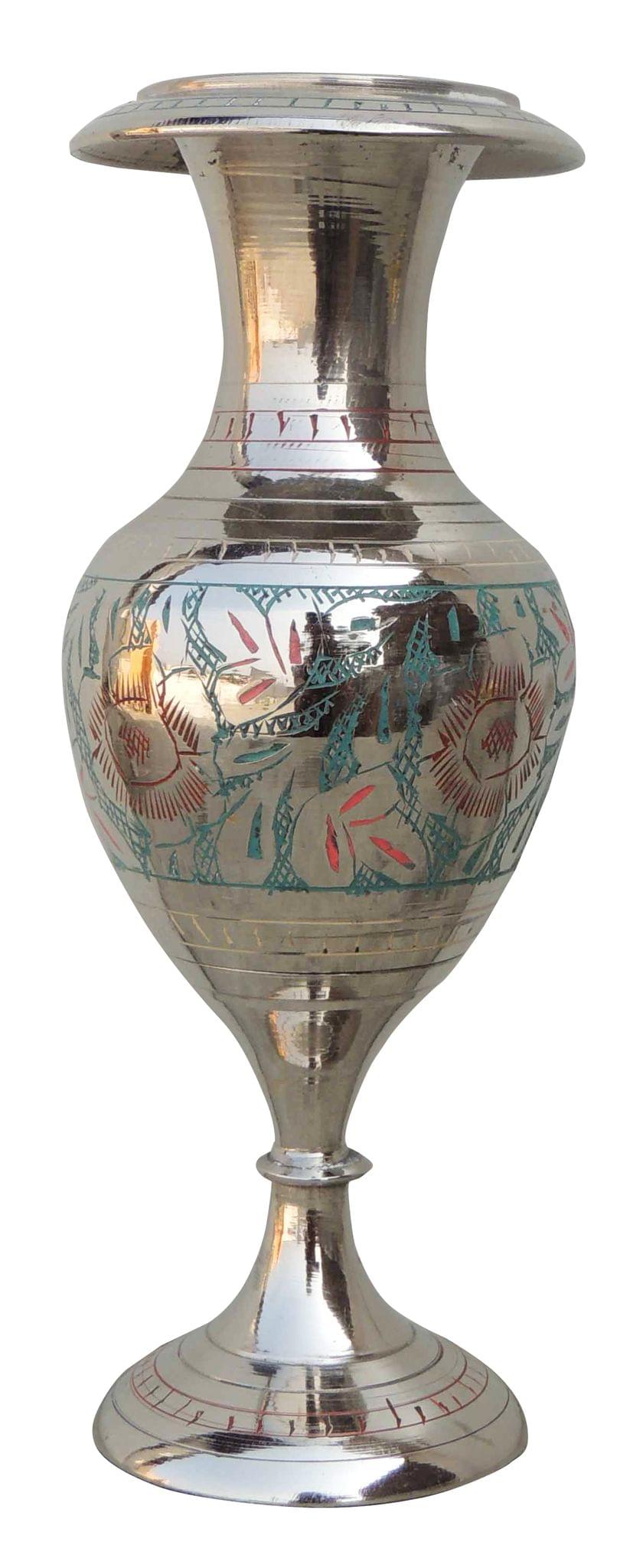 Brass & Nickel Finish Vase — 7.5"