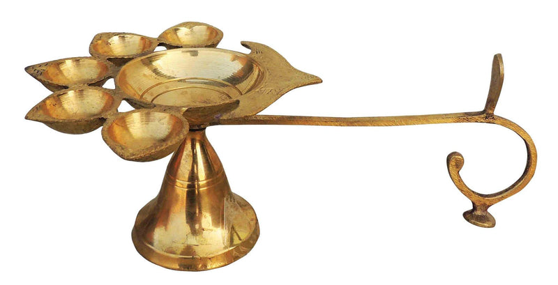 Brass Table Decor Oil Lamp Deepak 5 Wicks — 3.3"