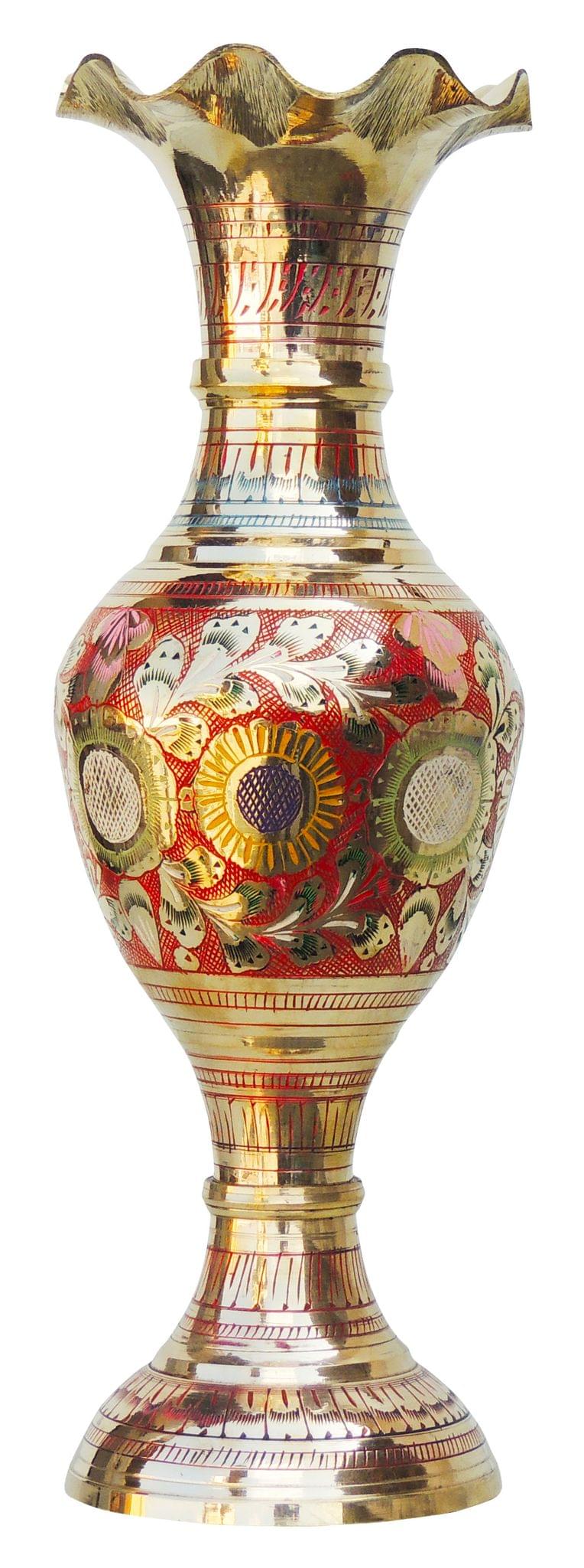Brass & , Vase — 12"