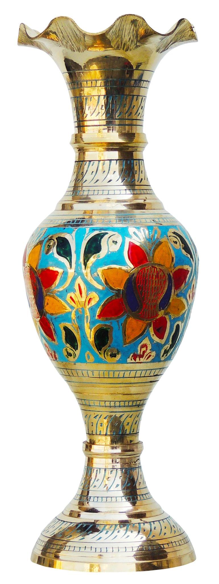 Brass & , Vase — 12"